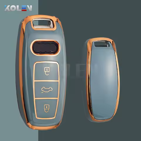 New TPU Car Remote Key Case Cover Shell Fob For Audi A6 A7 A8 E-tron Q5 Q8 C8 D5 Gold Edge Design Ho
