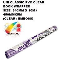 UNI CLASSIC PVC CLEAR BOOK WRAPPER 340MM X 10M / 450MMX5M (CLEAR / EMBOSS)