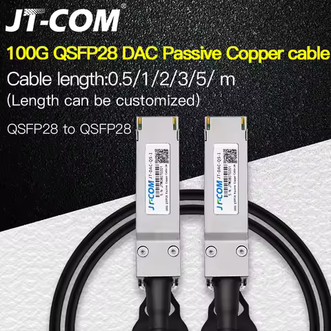 JT-COM 100G QSFP28 DAC Cable Passive Direct Attach Copper 0.5/1/2/3/5m Works for Cisco,MikroTik Inte