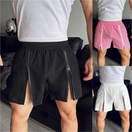 YB7N Summer Men's Sports Shorts Elastic Waist Double Zipper Fashion Fitness Casual Shorts Waterproof