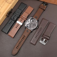 Suitable for Disco.Sai Genuine Leather Watch Strap DZ7396 DZ4318 4290 7395 4344 Lychee Palm Pattern 
