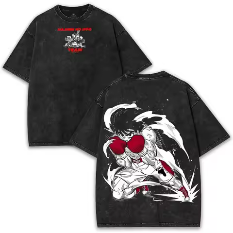 Ippo Makunouchi Graphic T-shirt Anime Ippo Makunouchi Vintage Washed Oversized T Shirt Men Women Clo