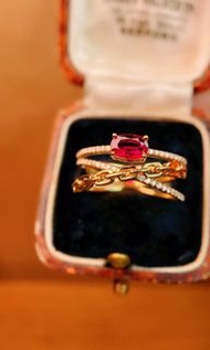 層次感40分鴿血紅寶石18k鑽石戒指Layered Design Pigeon Blood Ruby 18k Ring