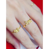 Wing Sing Cincin Fesyen Rama Rama Bajet Emas 916 /916 Gold Solid Butterfly Ring