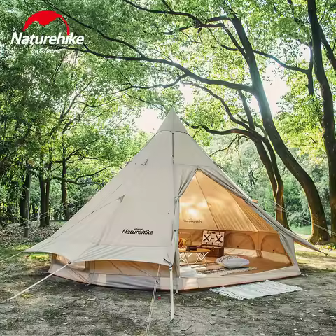 Naturehike Brighten 12.3 Tipi Cotton Pyramid Tent Glamping Outdoor Large Space Thicked Camping Tent 