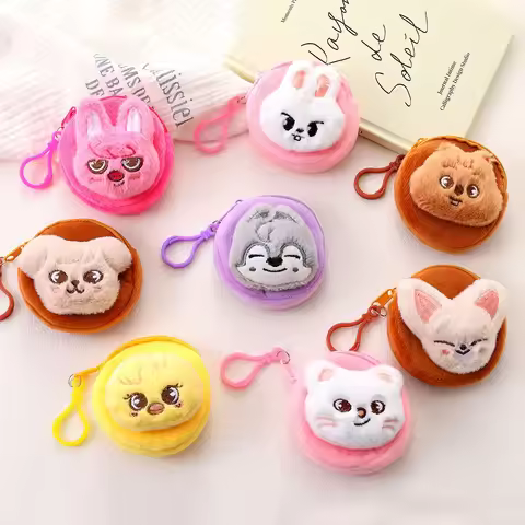 Stray kids headphone bag, SKZOO cute cartoon animal plush coin wallet, hanging accessories, key stor