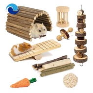 Hamster Toys Guinea Pig Toys Hamster Accessories Chews for Teeth Rabbit Bunny Rat Chinchilla Wood Hamster Hideout