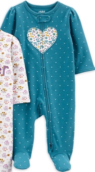 Sleepsuit bé gái 0-9 tháng (3-8kg) CA Cambo xuất xịn. Bộ liền thân kèm tất bodysuit liền tất pajama 
