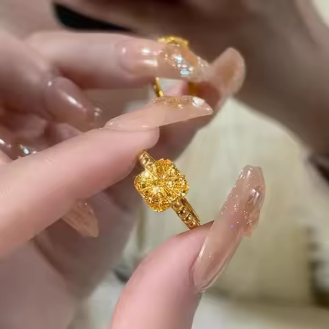 Sparkling Sugar Ring 18k Gold Ring for Woman High-quality Luxury AU750 Ring Party Banquet Fine Jewel