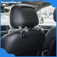 [prosperrise] Car Headrest Hooks Shiny Rhinestone Bow Ornament 10lbs Load Capacity Universal Auto Ha