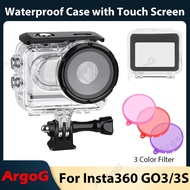 ArgoG Waterproof Case for Insta360 GO 3S / GO 3 with Touch Screen 60m Underwater Dive Case Insta360 