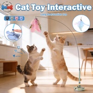 Cat Feather Teaser Toy with Suction Cup Base Interactive Wand with Bell for Independent Play