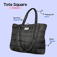 Puffy Square Totebag - Tote Bag College Laptop Bag up to 14inch Puffy Bag Tote Bag Puffy Bag