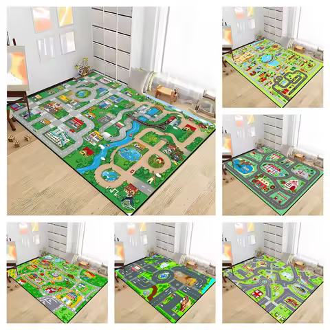 Child Road Traffic Carpet Cartoon Car Toys Area Rug for Boys Girls City Life Educational Rugs Baby R