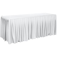 Willinglong 16 ft x 28 Inch White Stage Skirting Portable Stage Skirt Cloth Shirred Pleat Cover for 