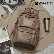 MOYYI Leather Backpack for Men Waterproof Business Backpack Laptop Backpack fit 15.6 inch Travel Hik