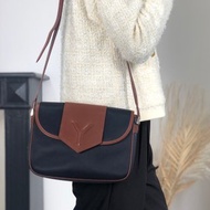 【 日本直送 名牌中古包 】Yves Saint Laurent YSL 側背包 海軍藍 棕色 Y 尼龍 老花 v76bcn