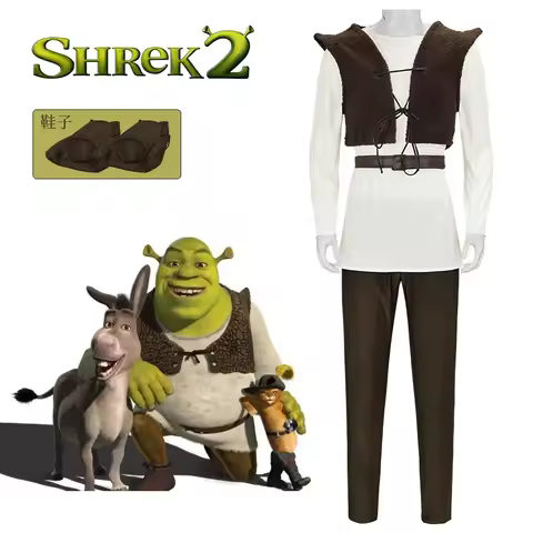 Role-playing Suit For Movie Monster Shrek Cosplay Costumes Mask Shrek Top Vest Pants for Men Perform