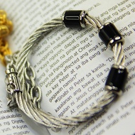 Stainless Steel New Arrival Double Layer Cable Bangle - Silver Tone