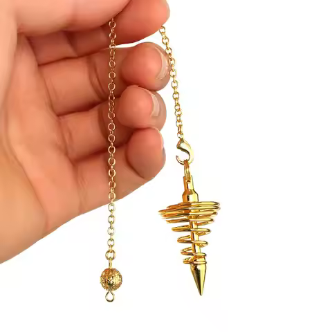 New Gift Dowsing Gold Silver Antique Copper Spiral Cone Pattern Amulet Reiki Pendulum Pendant Healin