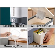 Sooyee 23 Lbs Rice Dispenser with Measuring Cup and One Drawer Food Storage Containers for Rice, Cor