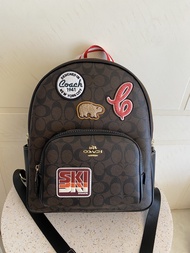 Coach Medium Backpack bag official store original authentic SNOOPY 4115 schoolbag PVC Leather for wo