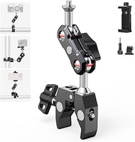 SOH Super Camera Clamp Mount, Aluminum Alloy Double Ball Head Magic Arm Adapter, Fence/Desk/Tripod M