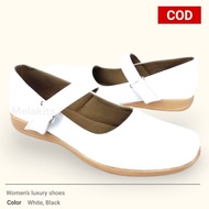 PUTIH HITAM Women's Leather Shoes White Black Nursing Shoes