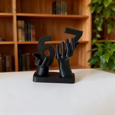 3D Printed Figurine Holding Digital Italian Brain Rot Math 67, Funny and Funny Meme Figurine Holding