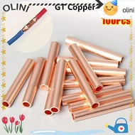 OLINI 100Pcs GT Copper Terminal Connecting Tube, Hole Passing Cable Connector Kit Wire Terminal Crim