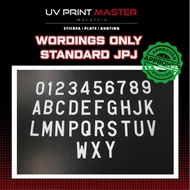 Nombor Kereta Putih White Font Only JPJ Vehicle Number Plate Standard Size Approve Car Plate Number Nombor Rumah车牌字(TP1)