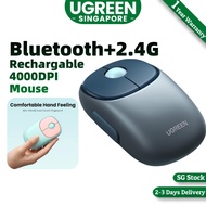 UGREEN Bluetooth Rechargable Wireless Mouse, 4 Silent Buttons, Bluetooth 5.0 and 2.4G with USB Mini Receiver, 4000DPI,  PC / Mac /Linux Laptop