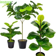 INSTORE Artificial Fiddle Leaves Fig Tree, Large Vibrant Fake Ficus Tree, Green Plant Delicate Real 