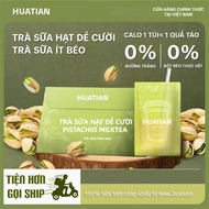 HUATIAN Milk Tea Pistachio Flavor Convenient Zip Bag, Low Kcal Drinks, 140g (20gx7 bags), Easy to St