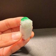 瀚玉珠寶 天然緬甸產翡翠 白底青辣綠貔貅印章 白底青翡翠 開運印