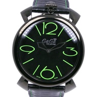 【日本直送】Gaga Milano 手動（ ）腕錶 5092 不鏽鋼 x 皮革 黑色 石英 指針式顯示 黑色錶盤 男士【二手】