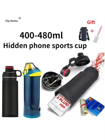 Secret Compartment Water Bottle Hide Phone Key Cash Pill Storage Safe Plastic Tumbler Stash Jar Cont