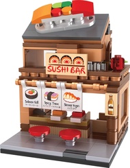 Brick Loot Mini City Sushi Cart Bar Toy Building Block Set, Custom Designed Model, for Adults & Kids