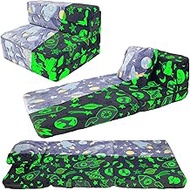 Asou Kids Fold Out Sofa Bed Floor Mattress with Throw Pillow Glow in The Dark Kids Sofa Couch Floor Mattress Foldable Mattress Floor Sofa Bed Couch for Kids Toddlers