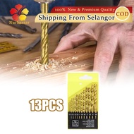 HSS Twist Drill Bit 13PCS Metric M42 Titanium Coated Twist Drill Bit 1/4" Hex Shank Power Tools