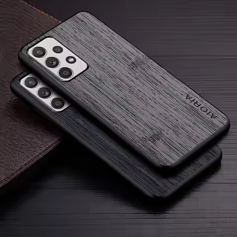 Case for Samsung Galaxy A13 A23 A33 A53 A73 A04S 5G 4G Coque Bamboo Wood Pattern Leather Cover Funda