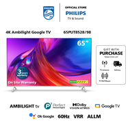PHILIPS 4K UHD LED 65 Inch Google TV | 3 Sided Ambilight | 65PUT8528/98 | Youtube | Netflix | meWatch | Google Assistant | Dolby Atmos &amp; Dobly Vision FOC Wall Mount Worth $250