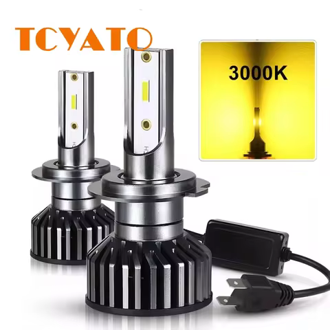 TCYATO H4 LED H7 3 Color Changing Car Headlights Fog Lights 3000K 4500K 6500K Flash 80W Auto Lights 