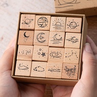 Mr. Paper Moon with sixpence vintage hand stamp set Star Moon Cloud HandBook Diy Decoration