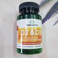 วิตามินดี อาหารเสริมสำหรับกระดูก Vitamin D2 & D3 2000 IU (50 mcg) 60 Veggie Caps [Swanson®]