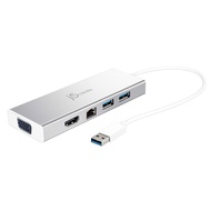 j5create USB 3.0 Hub with HDMI, VGA, RJ45 Gigabit Ethernet, 2 USB 3.1 Type-A Ports - High Speed Data
