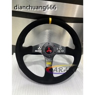 OMP Sport Mitsubishi ralliart 350MM/14INCH Car Steering Wheel Suede Yellow Red Line