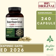 Naturebell Berberine 1500mg with Ceylon Cinnamon 240 Capsules Glucose Original USA