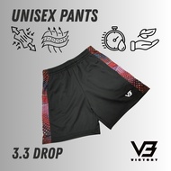 Shorts Seluar hitam Red 3.3 Edition V3 Sports Fast Dry Light Weight Two Pockets Unisex Shorts ready 