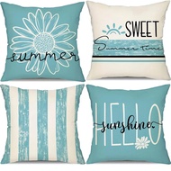 4pc Set of 4 Summer-themed Pillow Covers with Summer, Sweet Summer Time, Stripes, and Hello Sunshine